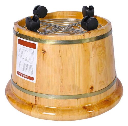Wooden Foot Bath with Wheels,Wooden Foot Basin with Lid,Wood Foot Bath Bucket,Tina para Pedicure Tub Foot Spa Massage，Household Thicken Foot Soak Tub 泡脚桶…