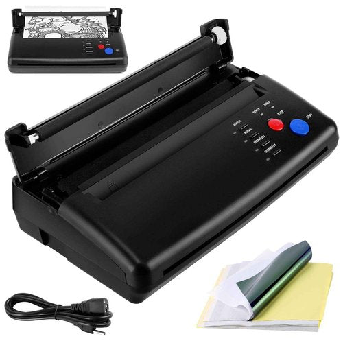Tattoo Transfer Stencil Machine Copier Printer with 20PCS Tattoo Transfer Papers Thermal Tattoo Kit Copier Printer，Black