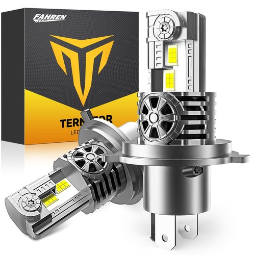 Termitor Upgraded H4/9003 Light bulb Hi/Low Beam,50000LM 900% Super Brighter, 6500K Cool White, HB2 Fog Light Bulbs with Cooling Fan, 1:1 Mini Halogen Size, Plug and Play, Pack of 2