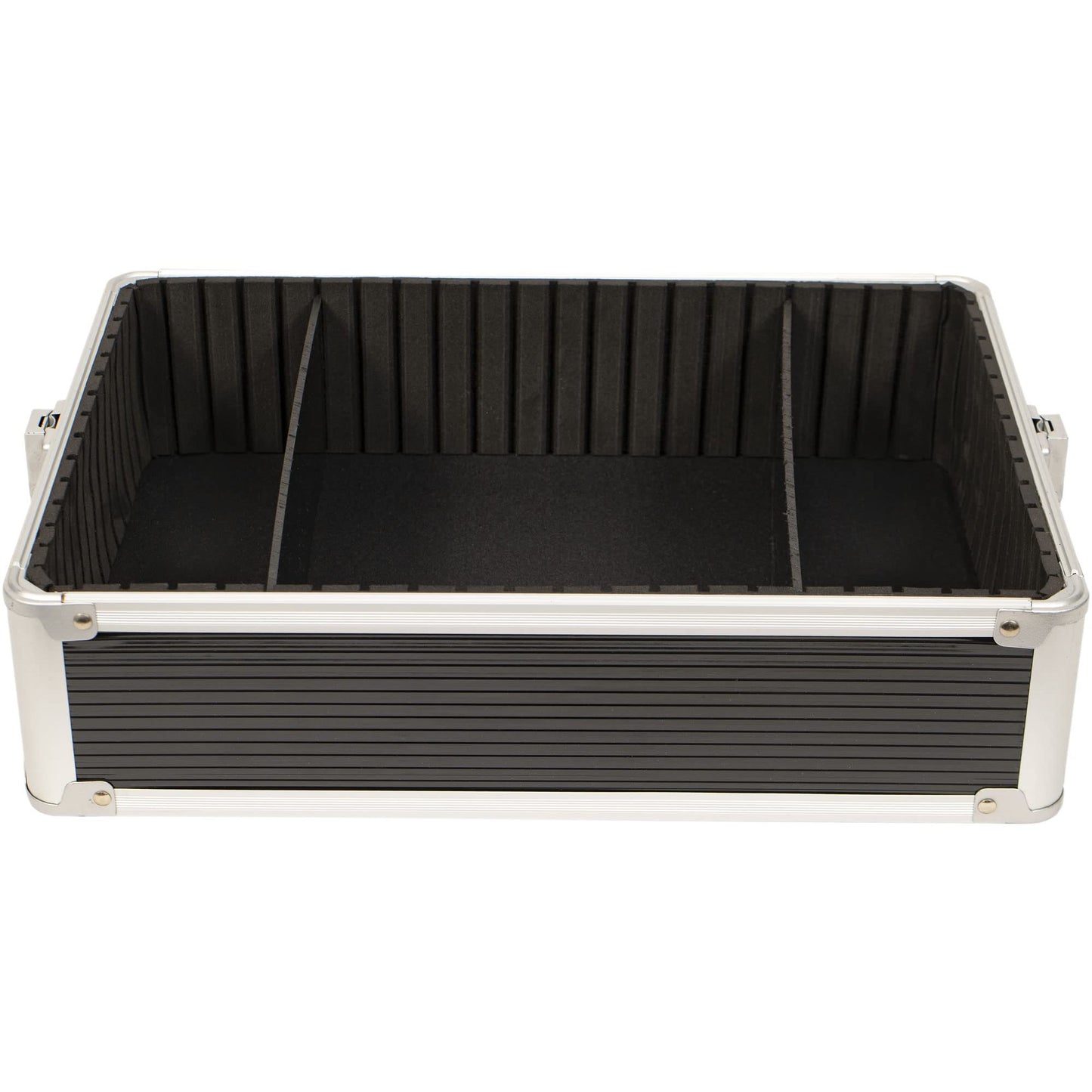 JC Beauty 7 in 1 Professional Interchangeable Rolling Makeup Nail Tech Train Case Travel Storage Clear Acrylic, Black Stripe