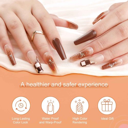 Arousar Gel Polish Kit, 48pcs Nail Gel Polish Set for Christmas, 42 Winter Colors Nude Brown Sliver Pink Coffee Starter Kit with Builder Nail Gel, Base & 4 Top Coat for Nail Art Manicure DIY at Home