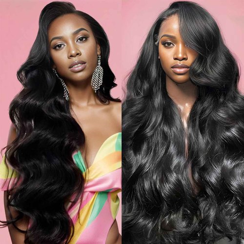 IVYJOYNA Natural Black 30 Inch 13x4 200 Density Lace Front Wigs Human Hair Body Wave HD Transparent Pre Plucked Frontal Wigs Human Hair Curly Glueless Wigs Human Hair Wig for Women