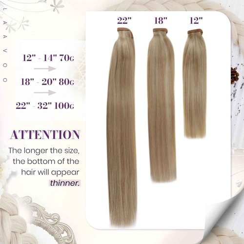 LaaVoo Ponytail Extension Human Hair Blonde Ponytail Hair Extensions Gloden Brown Highlight Blonde 12 Inch 70g