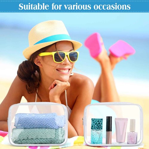 Sanwuta 100 Pcs Clear Makeup Bags Bulk Tsa Approved Toiletry Bag for Travel Transparent Cosmetic Bag PVC Waterproof Travel Small Pouches with Zipper for Men and Women(White)