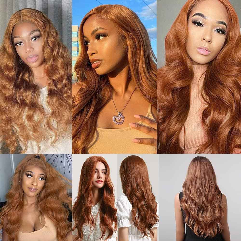 Giginger Brazilian Human Hair Bundles 26 28 30 Inch Color 30 Light Brown Body Wave Bundles Human Hair Unprocessed Virgin Quick Weave Hair for Black Women