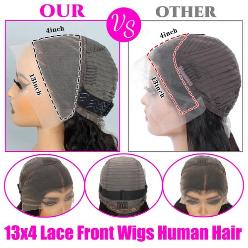 VANTELUVE Deep Wave Lace Front Wigs Human Hair Pre Plucked 200% Density 13x4 Deep Curly Frontal Wigs with Baby Hair for Black Women Natural Color 24inch