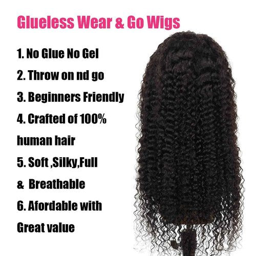 SENSAIRUITE 28 Inch Glueless Wigs Human Hair Pre Plucked Pre Cut 13x4 HD 180% Density Curly Human Hair Wig Wear and Go Glueless Wig Deep Wave Lace Front Wigs Human Hair Frontal Wigs for Women