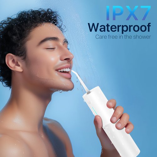 Bigsmile Water Dental Flosser, Portable Cordless, 200ML, Rechargeable, IPX7 Waterproof, Effectively Keep Mouth Clean and Healthy (White)