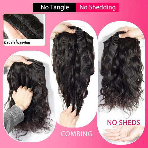 Aptatuse Body Wave Bundles Human Hair 16 18 20Inch 100% Unprocessed 12A Brazilian Virgin Raw Bundles Human Hair 3 Quick Weave Hair Bundles for Women Hair Extensions Natural Black