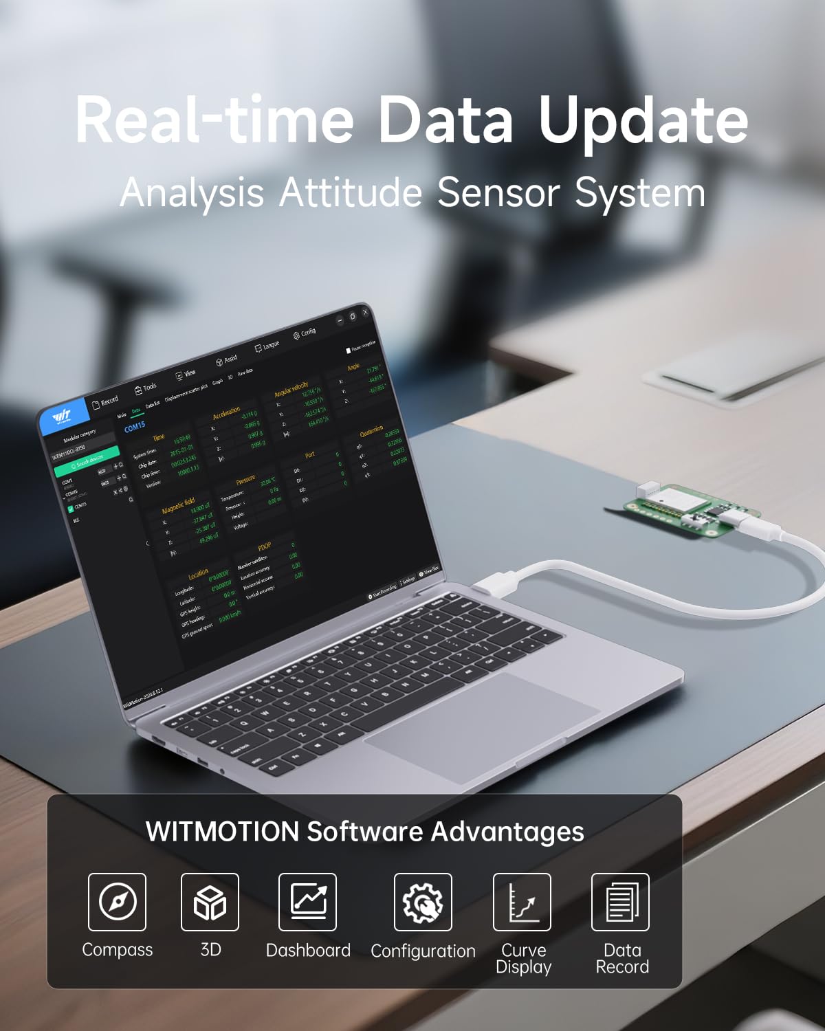 [Arduino Accelerometer Sensor+Inclinometer] WT901 High-Accuracy 3-axis Acceleration+Gyroscope+Tilt Angle +Magnetometer with Kalman Filtering, 9-axis MPU9250 USB 200Hz IMU Raspberry Pi AHRS Module