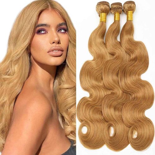 Habiliana Bundles Human Hair 24 26 28 Inch Body Wave Brown 27 Human Hair Bundles 11A Unprocessed Brazilian Virgin Quick Weave Hair Extensions for Black Women