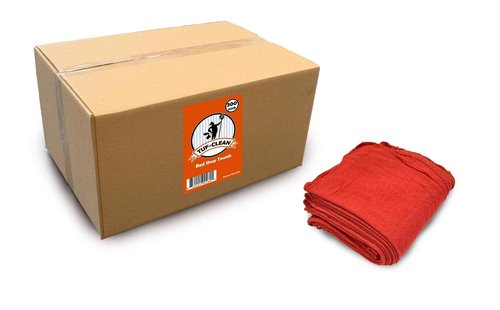 Tuf-Clean 21817 Red Shop Towels, 100% Cotton, Pack of 300