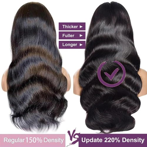 VXCVAE 24 Inch 13x6 Lace Front Wigs Human Hair Pre Plucked 220% Density Body Wave HD Lace Front Wigs Human Hair Natural Black Glueless Frontal Wig for Women