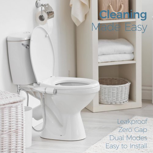 BIGCOW Ultra-Slim Bidet Attachment for Toilet 2 Pack - Dual Nozzle (Frontal & Rear Wash) with Adjustable Cold Water Pressure and Stainless Steel Inlet - Hygienic Solution for Fresh Cleanliness