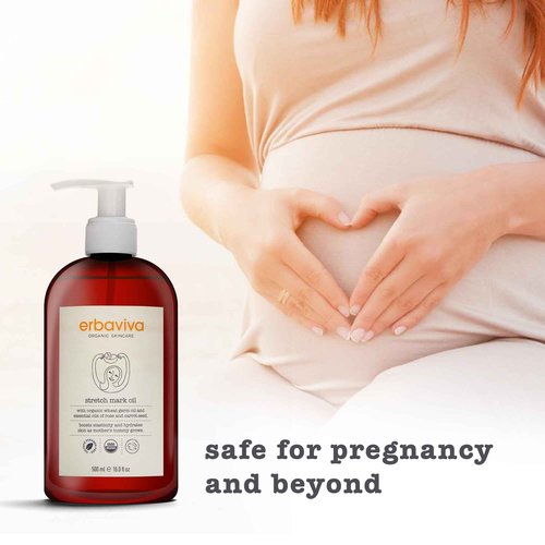 Erbaviva Organic Stretch Mark Oil for Pregnancy, Stretch Marks & Scars - 16 Fl Oz