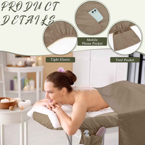 VitalCozy 24 Pcs 8 Sets Massage Table Sheets Set Include Massage Bed Sheets Massage Bed Cover Massage Face Rest Cover Spa Bed Cover Washable Massage Fitted Sheet for Hair Salon Spa (Dark Color)