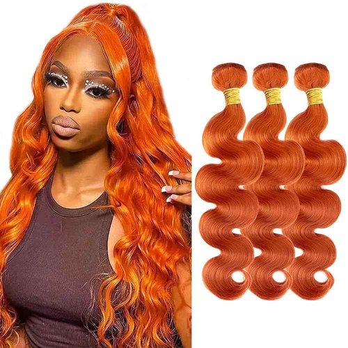 Wahairse Human Hair Bundles Body Wave 350# Color Human Hair Unprocessed Brazilian Virgin 3 Bundles Quick Weave Human Hair Extensions (350# Body Wave,24 26 28)