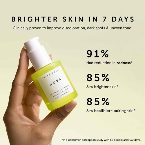 HERBIVORE Nova 15% Vitamin C + Turmeric Brightening Serum for Dark Spots, Hyperpigmentation + Even Skin Tone | Vegan, Plant-Based, Cruelty-Free, 30 mL / 1 oz