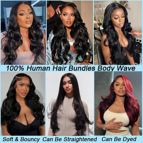 Beautymoon 100% Unprocessed Short Human Hair Bundles Brazilian Body Wave Bundles 14 14 14 Inch Bundles Human Hair Body Wave 16A Natural Black Weave Bundle for Women