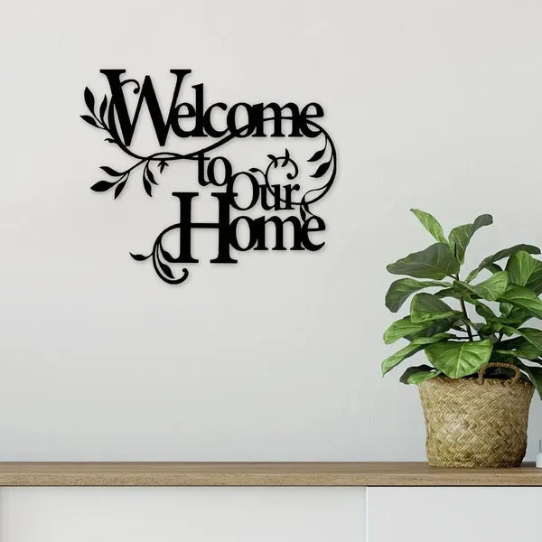 Welcoming Floral Iron Wall Art - Entryway Home Decor, Cozy Style