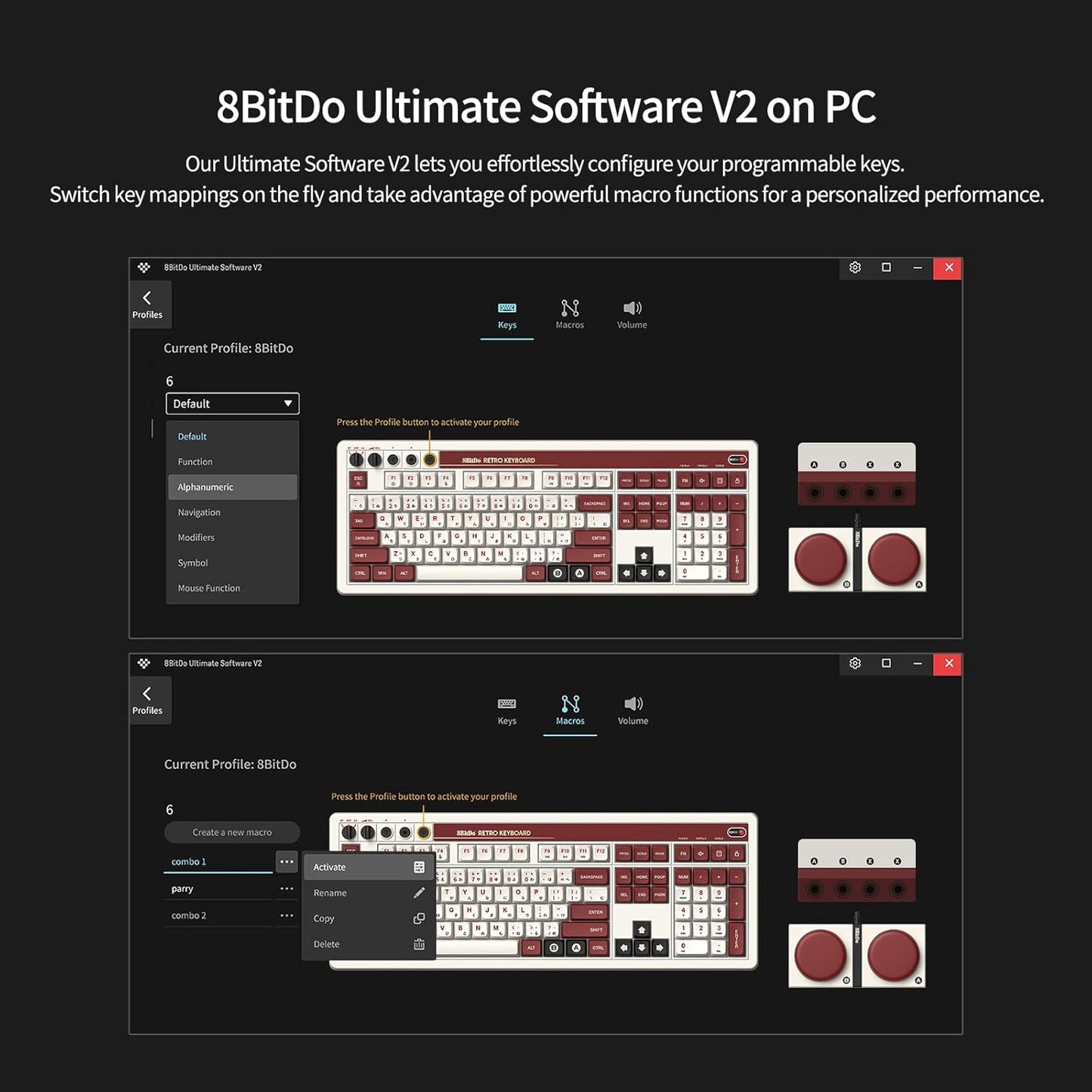 AKNES 8BitDo Retro 108 Mechanical Keyboard, Hot Swappable Gaming Keyboard with 108 Keys, Integrated Numpad, Dual Super Buttons, Bluetooth/2.4G/USB-C for Windows & Android - Fami Edition