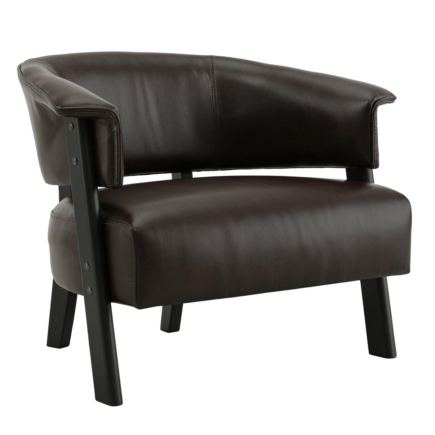 Faux Leather Wingback Accent Chair - Comfy Upholstered Armchair