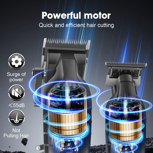 Kemei Hair Clipper and Trimmer Set Professional Cordless Hair Clipper for Men Electric Beard Trimmers Barber Hair Cuttings Kit, T Blade Trimmers for Men with LCD Display, KM-2290，KM-2293