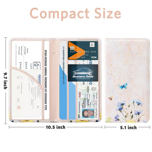 CoBak Car Registration and Insurance Holder - Vehicle Glove Box Car Organizer,Auto Truck Comparment Accessories Case with Magnetic Closure for Essential Document,Driver License,Cards