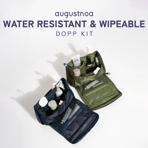 augustnoa Dopp Kit for Men | Travel Toiletry Bag with 11 Pockets & Expandable Side Compartments | Water-Resistant, Eco-Friendly Recycled Material | Compact, Lightweight & Perfect for Travel Essentials