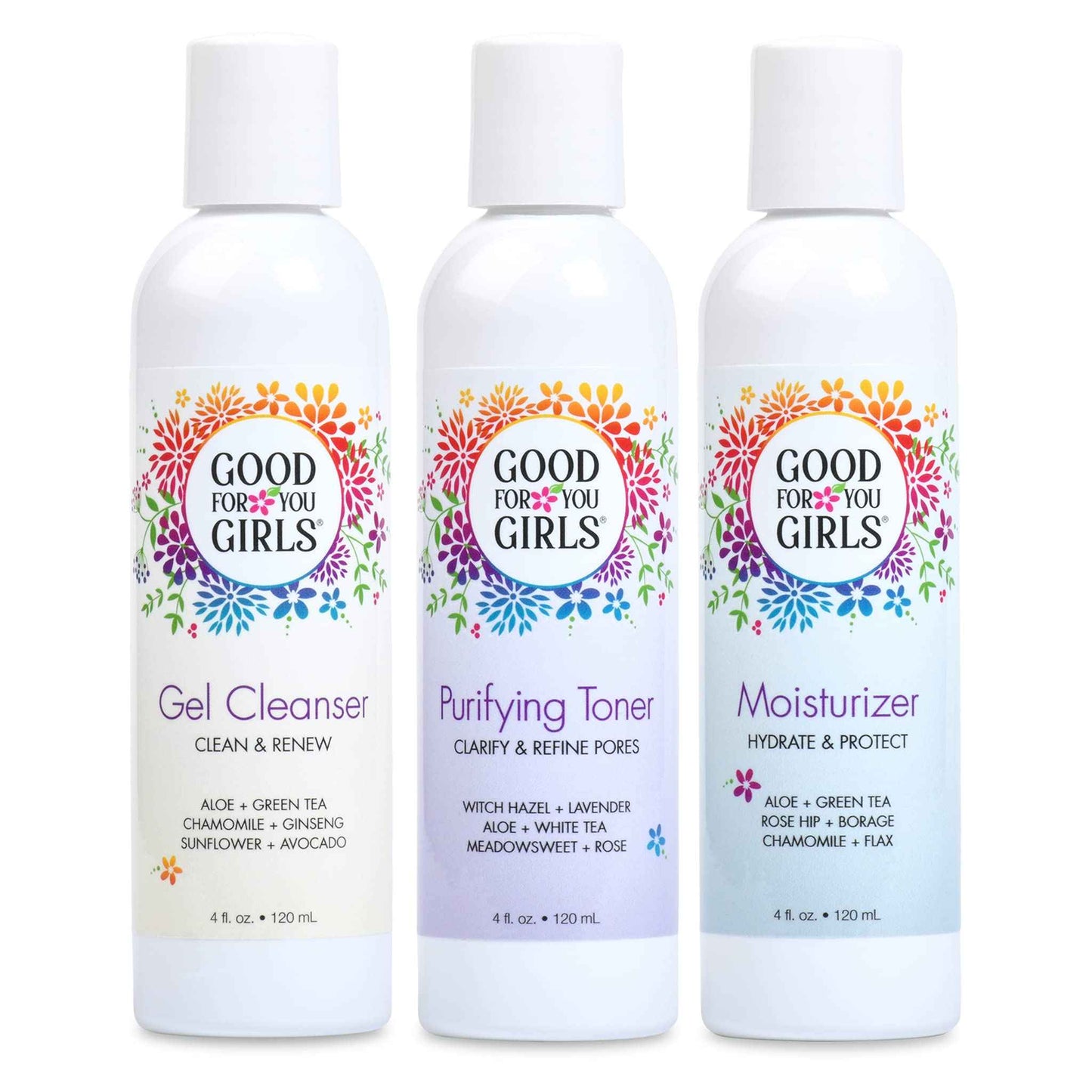 Good For You Girls Three-Step Skincare Gift Set - Cleanser, Toner & Moisturizer for Girls to Teens, Safe, Natural, Plant-Based ingredients. Vegan & Gluten-Free | 3 Piece, 4 oz ea.