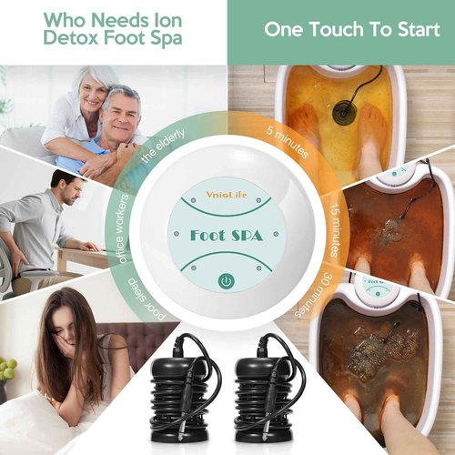 VnioLife Ionic Foot Bath Detox Machine with Bag, Portable Foot Detox Machine, Ionic Foot Spa Ion Cleanse for Home Beauty Salon Spa with Arrays, 100 Liners