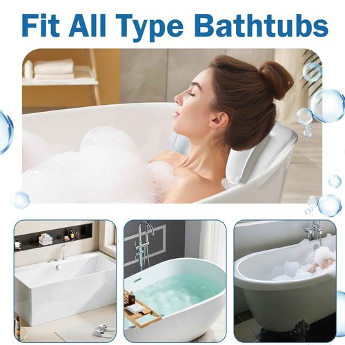 EMMTEEY Luxury Full Body Bath Pillow for Tub - Soft Bath Tub Pillows for Head and Neck Back & Lumbar Support, Non-Slip Bathtub Pillow for Relaxing Spa Gifts Bathtub Accessories