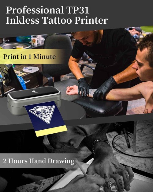 Phomemo TP31 Wireless Tattoo Stencil Printer with 130pcs Tattoo Transfer Paper