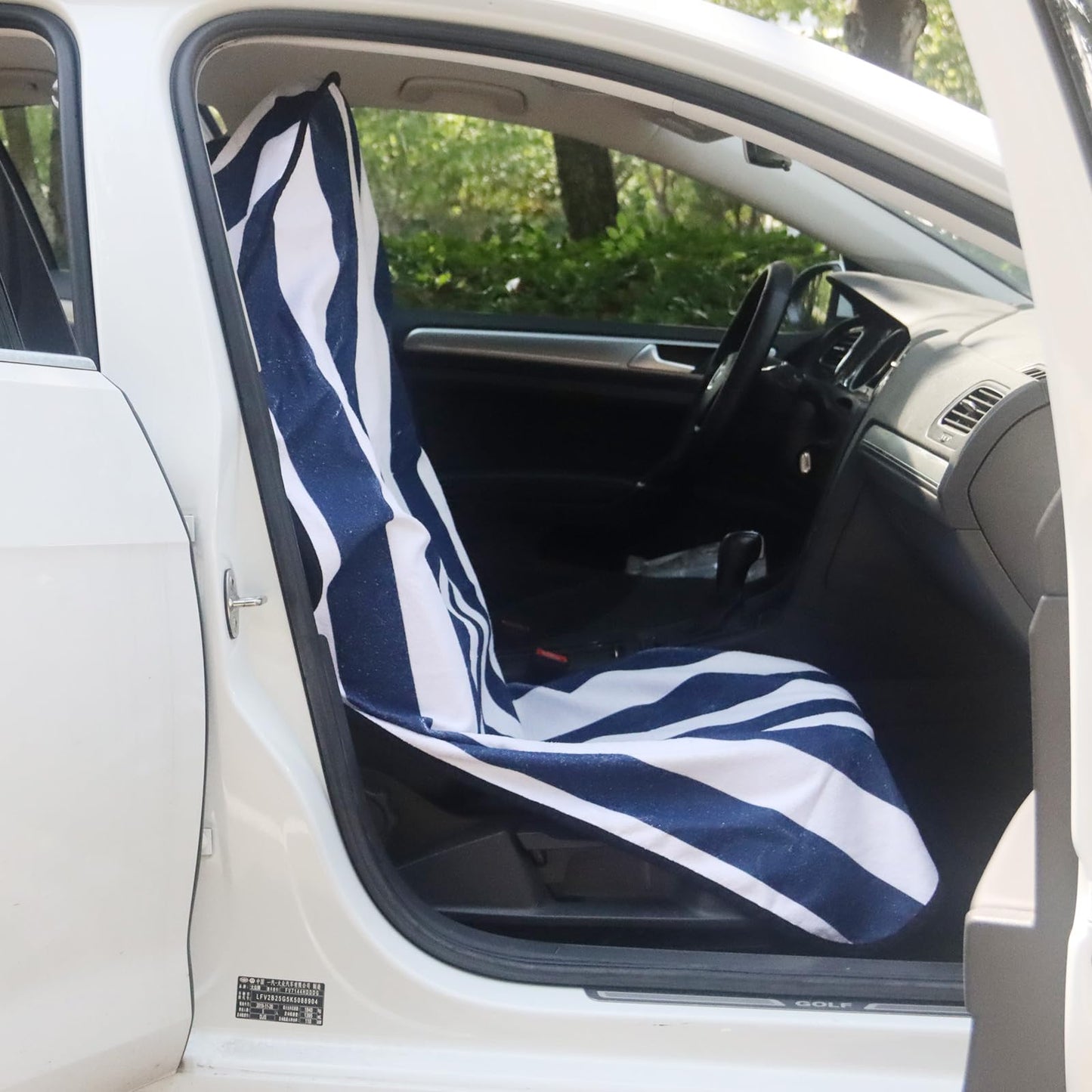 LoyaGour Car Seat Cover Protector Front Seats,for Gym Workout,Running,Swimming,Beach and Hiking,Waterproof Sweat Towel Bucket Seat Covers for Cars SUV Trucks (Blue Stripe, 1Pcs)