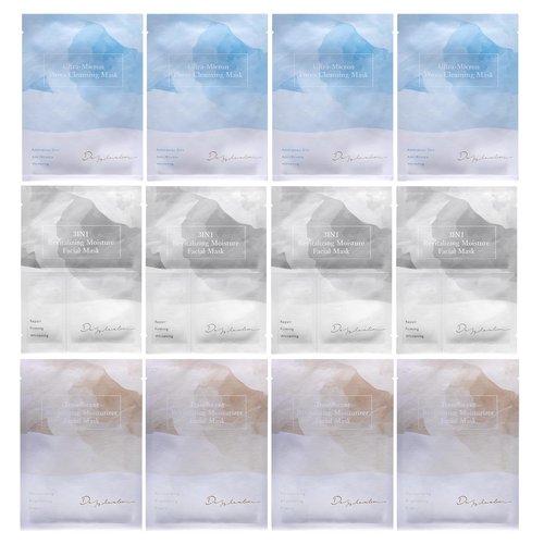 Dazzelslim Face Masks for Women & Men - 12 Facial Masks with Volcanic Mud, Hyaluronic Acid, Sea Buckthorn Oil, EGF & Tranexamic Acid for Cleanses, Hydrates & Brightens, Fragrance-Free, Made in Taiwan