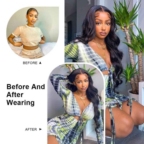 BELE 20 Inch Body Wave Lace Front Wigs Human Hair Pre Plucked With Bleached Knots Glueless 13x4 HD Lace Frontal Wigs 180 Density Natural Color 100% Brazilian Virgin Human Hair Wig For Women