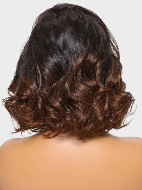 UNICE 12 inch Loose Wavy Short Bob Wigs human Hair Chestnut Brown 13x4 HD Lace Front Glueless Wigs Human Hair Pre Plucked Pre Cut Lace Bleached Knots Ready to Wear Wig