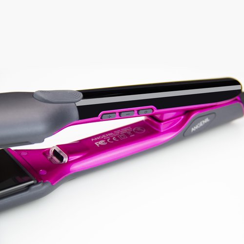 ANGENIL 2 in 1 Straightener and Curler, Ceramic Professional Flat Iron 1.75 Inch Wide, Anti-Scald Straightening Iron, Dual Voltage Hair Straightener for Women with Silicone Pad, LCD, 20S Fast Heating