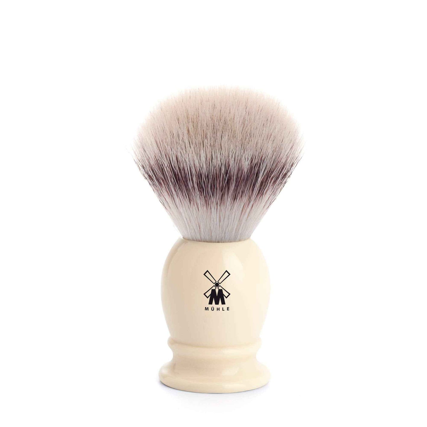 MÜHLE Classic Small Faux Ivory Silvertip Fiber Shaving Brush - Synthetic Luxury Shave Brush for Men, Rich Lather