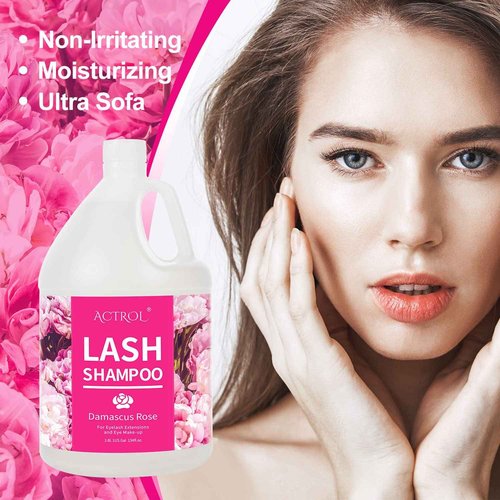 ACTROL Eyelash Extension Cleanser Gallon Rose 3.8L Natural Lash Extension Shampoo Professional Eyelid Foaming Cleanser Paraben & Sulfate Free Non-lrritating with Salon and Home Care