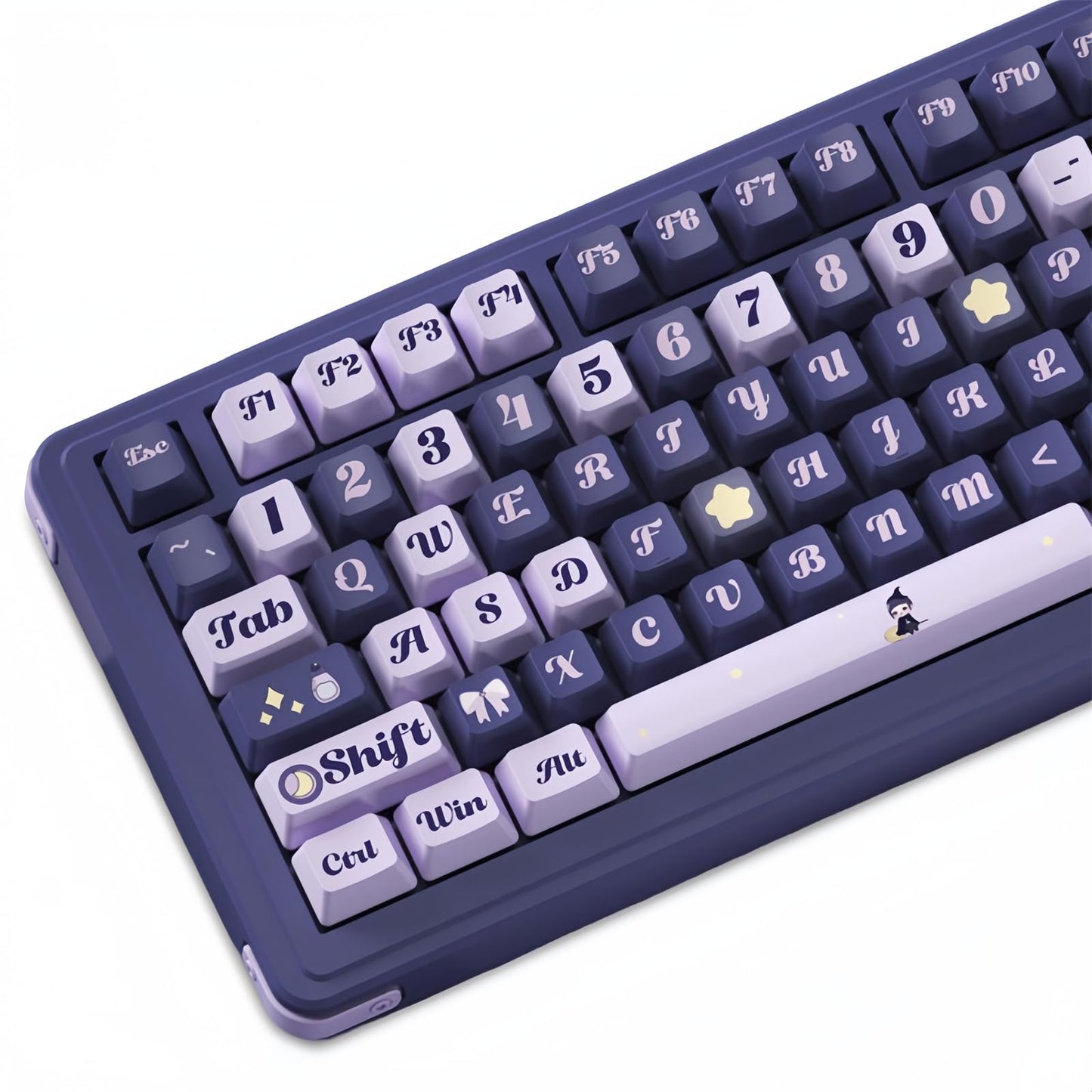 ZMX Cute Keyboard Keycaps,PBT Dye-Sub Custom Keycaps Set Cherry Profile 124 Keys Full Size Keycaps for ANSI Layout Cherry MX Switches 75% 60% Mechanical Gaming Keyboard Kawaii Cartoon Keycaps (15)