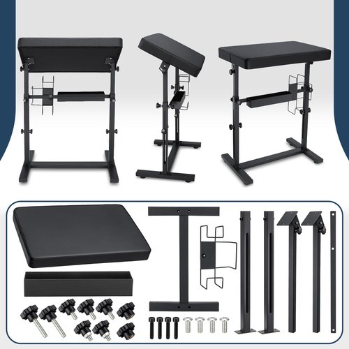 Udefineit XL Large Tattoo Arm Rest with Black PU Leather Pad, Adjustable Height & Angle Arm Rest Tattoos Supplies Storage Stand, Professional Tattoo Armrest with Four-corner Base Stability Strongly