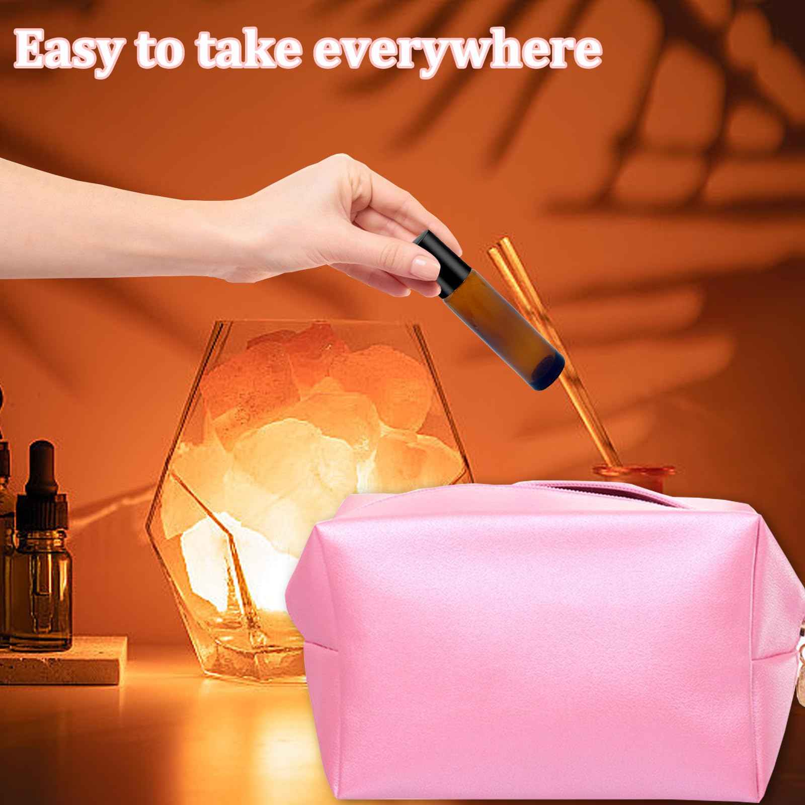 Hzmssore 100 Pcs Essential Oil Roller Bottles 10ml Empty Glass Roller Bottles with Stainless Steel Roller Balls Protection Leakproof with 5 Funnel for Travel, Roller Balls For Essential Oils(Brown)