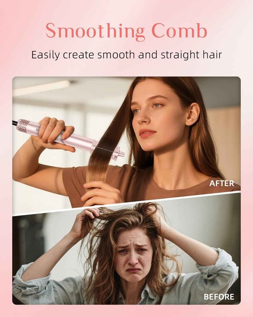 RUCHA 5 in 1 Hot Air Styler, 110,000 RPM High Speed Blow Dryer Brush, Foldable air Curler for Hair, Negative Ion Hot Air Bursh for Frizz-Free Styling Fast Drying Curling Straightening Volumizing