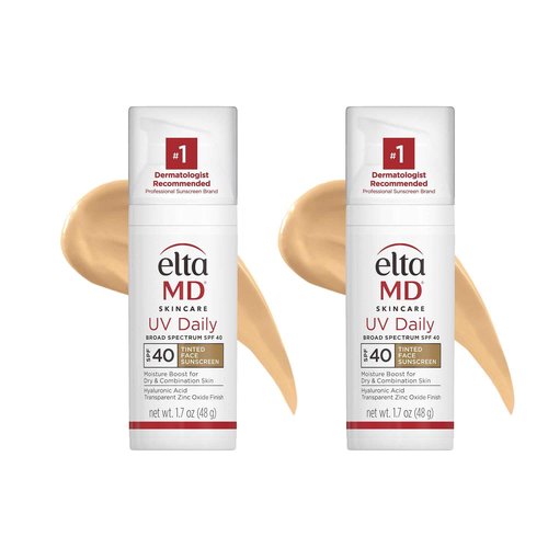 EltaMD UV Daily Tinted SPF 40 Face Sunscreen Moisturizer with Zinc Oxide, Tinted Daily Face Moisturizer with SPF, Sunscreen for Dry Skin,1.7 oz Pump (Pack of 2)