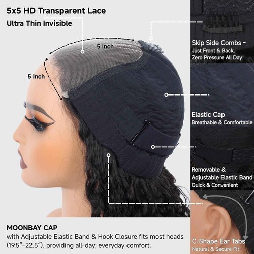 Wear and Go Glueless Wigs Human Hair Pre Plucked Pre Cut 22 Inch Deep Wave 5x5 HD Lace Closure Wigs Human Hair 200 Density with Baby Hair Deep Curly Wig for Black Women