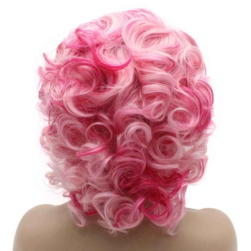 Lushy Short Two Tone Pink blonde Mix Wig Heat Friendly Heavy Density Synthetic Lace Front Wig