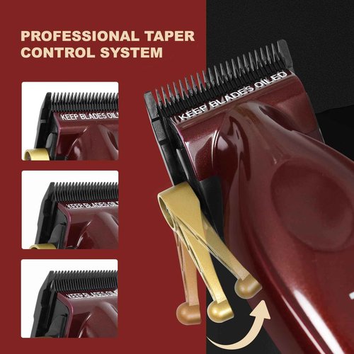 MANBOO Professional Hair Clippers for Men, Ceramic Blade Cordless Barber Set with 7800RPM Motor, Hair Cutting Kit with 14 Guide Combs for Fade (Wine Red)