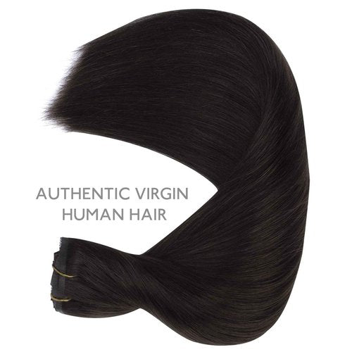 WENNALIFE Lace Seamless Clip in Hair Extensions Human Hair 7pcs Ultra Invisible 50% Thinner Seamless Clip Ins Jet Black Natural Remy Hair 14 Inch