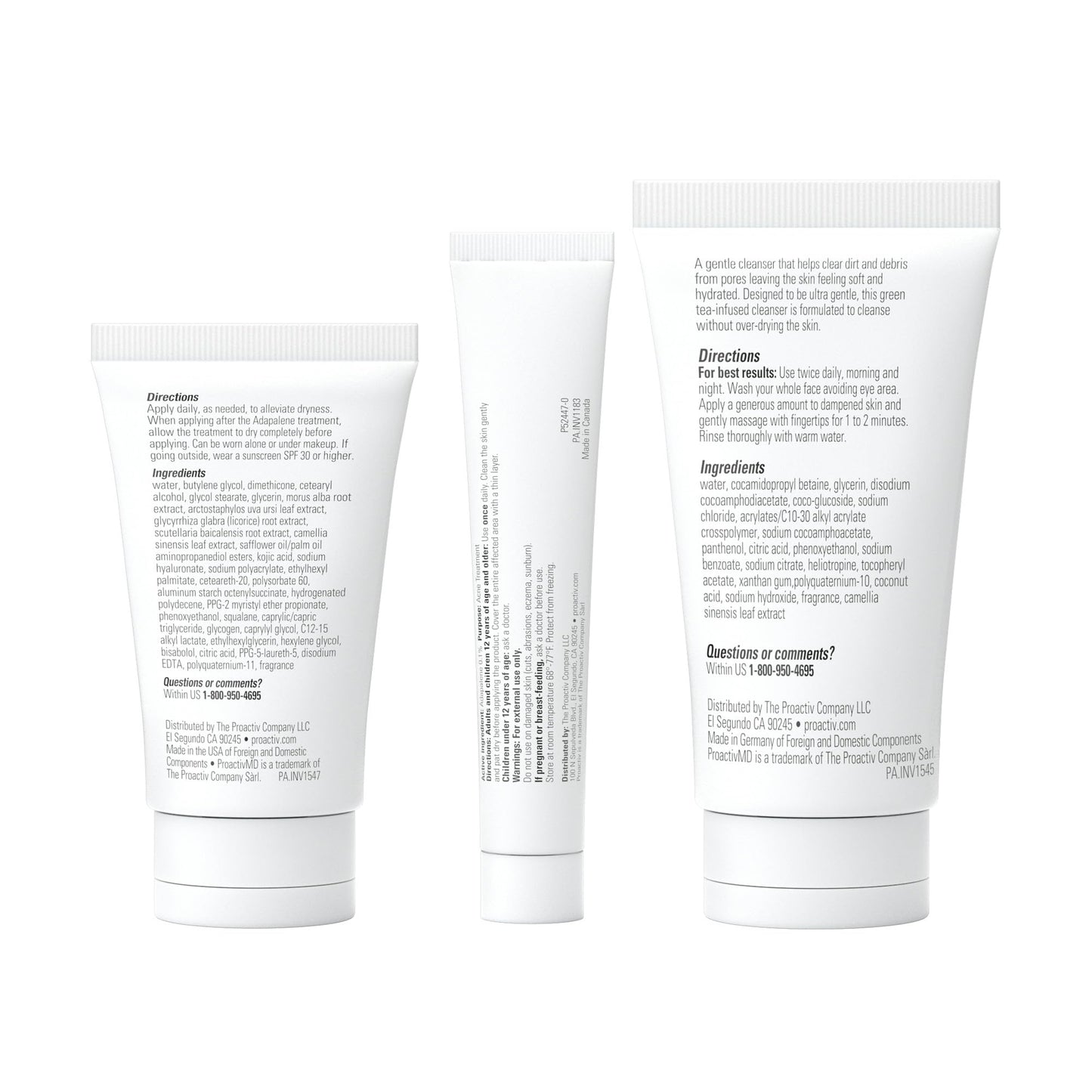 ProactivMD Adapalene Gel Acne Kit - with Adapalene Gel Acne Treatment, Green Tea Face Cleanser, and Moisturizer with Hyaluronic Acid- 90 Day Kit